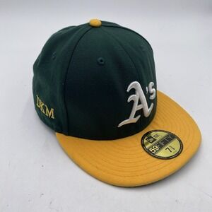 Oakland A's Hat New Era 59Fifty Fitted Size 7 3/8 Custom Embroidered Home Hat